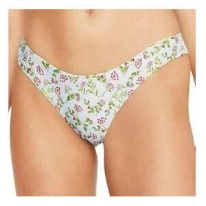 NWT J. Crew Floral Curved Waist Cheeky Bikini Bottom High Leg Cut M Blue Pink